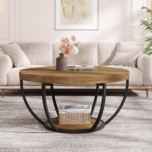 Round coffee table industrial - round,
