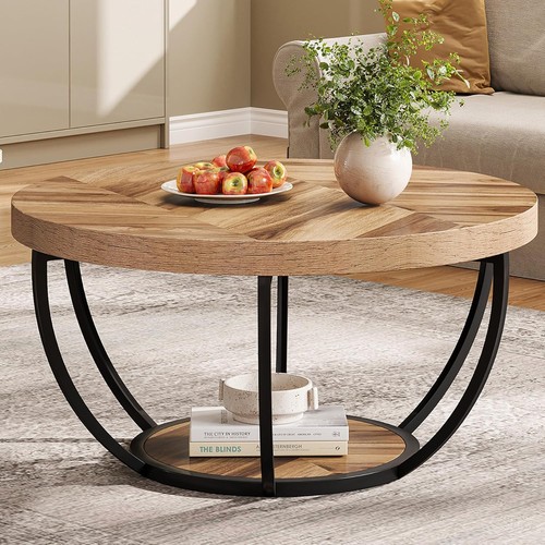 Round coffee table tier - coffee, 2-tier
