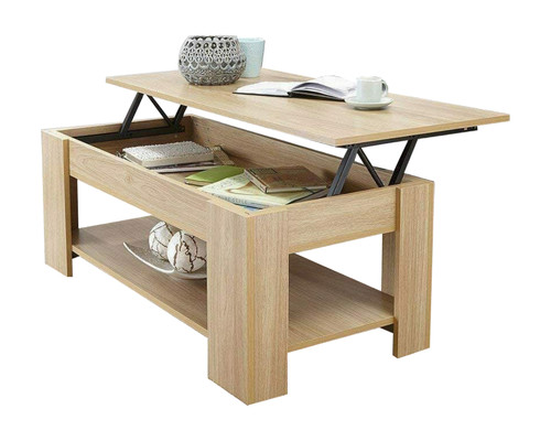 Wooden coffee table lift - table,