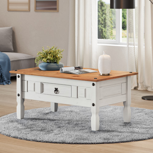 Corona coffee table white - white, wax