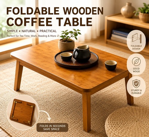 Foldable wooden coffee table - wooden,