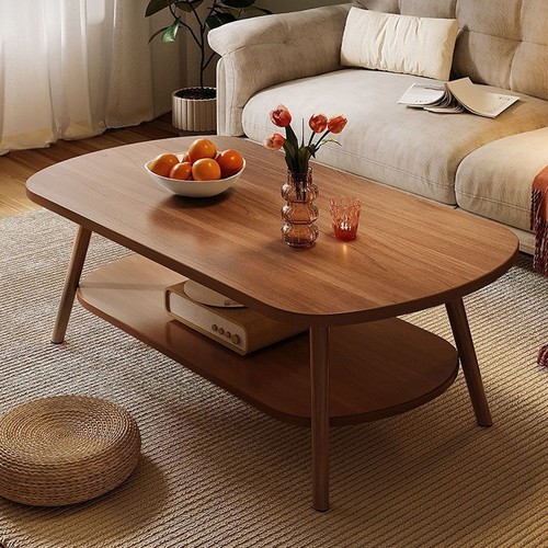 Oval wooden coffee table - coffee,